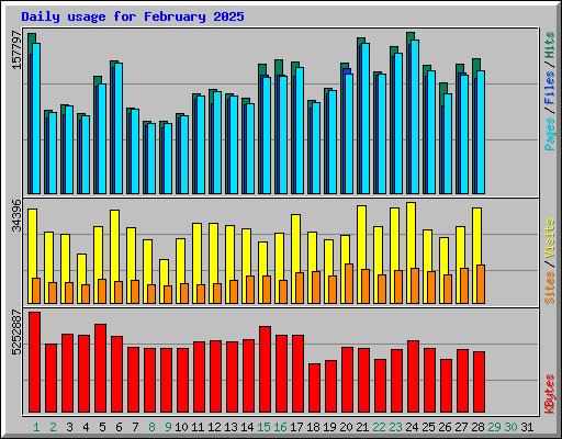 Daily usage for February 2025